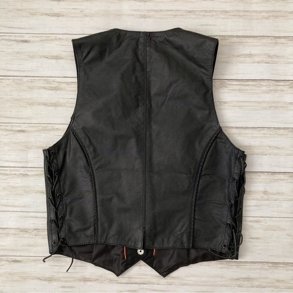 MFG First Manufacturing Co Inc Leather Gear Lace Up Biker Riding Vest | Size L - Picture 2 of 5